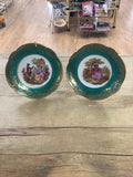 A 3472 LIMOGES FRANCE 4” DIAMETER PLATE WITH STAND ATTACHED COURTING SCENE FRAGONARD SET OF 2
