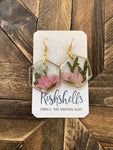 RSH-38 HEXAGON Dried Floral Resin Earrings