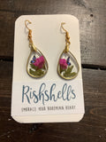 RSH-39 Tear Drop Dried Floral Resin Earrings