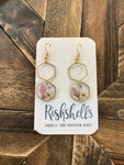 RSH-38 HEXAGON Dried Floral Resin Earrings