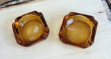 A-4096 Square Amber Glass Ashtray