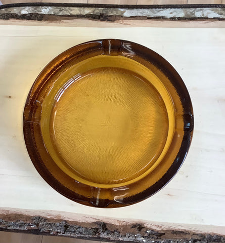 A-4106 Large Round Amber Glass Ashtray