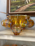 A-0024	Carnival Glass Punch Bowl Set 9pc