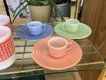 A-4001 Set of 3 Hazel Atlas Mini Cup and Saucer (Pastels)