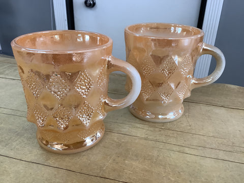 A-3459 Fire King Peach Lustre Kimberly Mugs