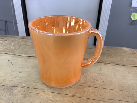 A-3460 Fire King ‘D’ Handle Peach Lustre Mug