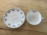A-3842 Teacup and Saucer w/Purple Flowers