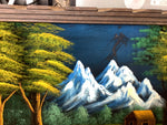 A-4048 Velvet Painting 28x39” Mountain and Cabin