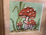A-4062 12x12” Framed Mushroom Needlepoint