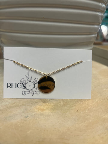 RAC-09 Large Gold Circle Charm Necklace