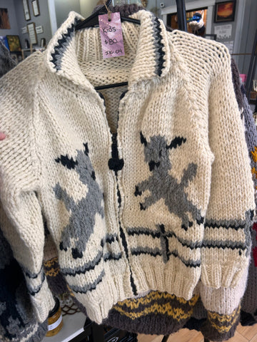 JK-04 Kids White Zip-Up with Grey Sheep along the side