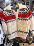 JK-08 Kids White Zip-Up with colourful patterns along the top
