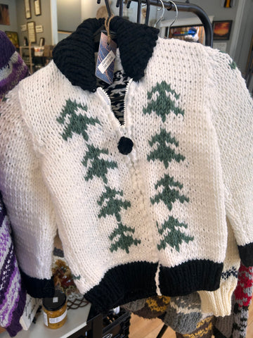 JK-09 Kids White & Black Zip up with Green Trees along the side