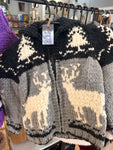 JK-12 Kids Black & Grey Zip-Up with White Deer on the sides and back