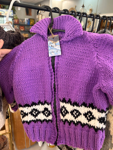 JK-11 Kids Purple Zip-Up with a White and Black pattern along the side