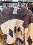 JK-13 Kids Cream Knitted Pullover with Brown Diamonds on the side