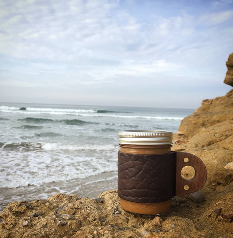 CAH-02 Mini Leather Drink Sleeve With Jar