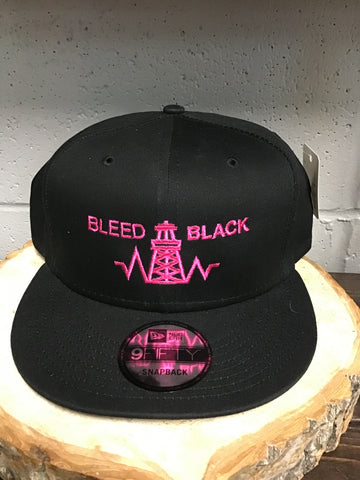 BBA-03 OG Bleed Black Snapback Hat -Black & Pink
