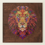 RPC- 22”x 22” Stained Geometric Lion -Mahogany