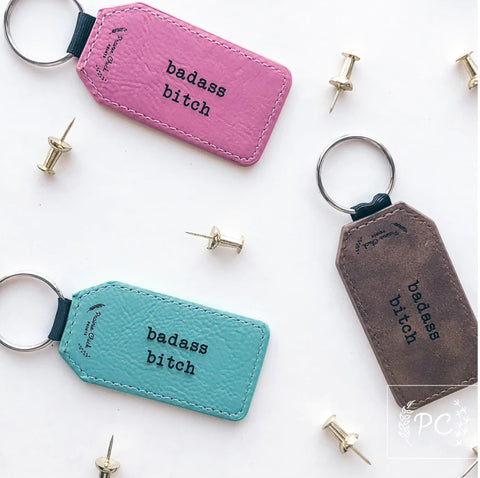 PCP-011 Badass Bitch Leather Keychain- (assorted colours)
