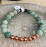 RSH-09 11-Green Spot Stone Stretch Bracelets (2/$40)