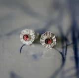 TMD-56 Garnet Texture Studs- Silver