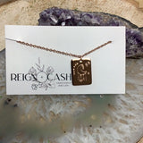 RAC-09 Rectangle Rose gold Charm Necklace