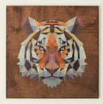 RPC- 22”x 22” Stained Geometric Tiger -Mahogany