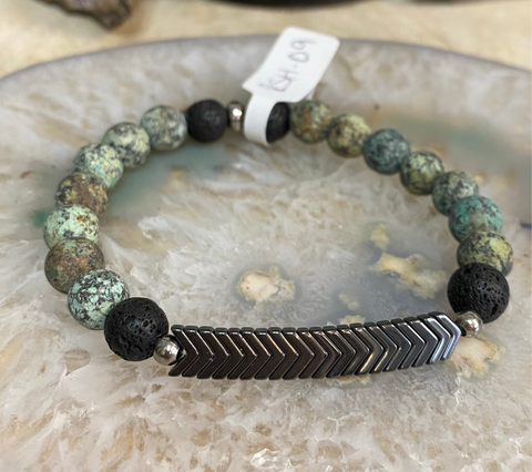RSH-09 2-African Turquoise Stretch Bracelets (2/$40)