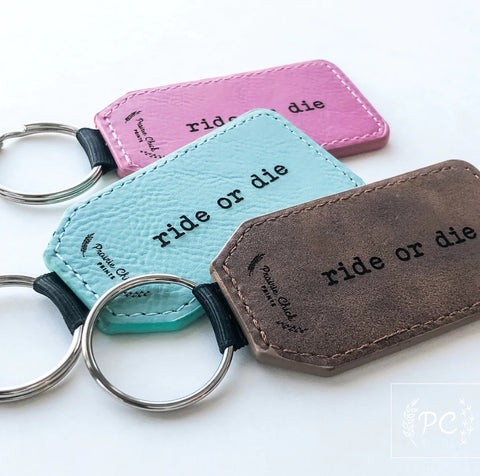 PCP-014 Ride Or Die Leather Keychain- (assorted colours)