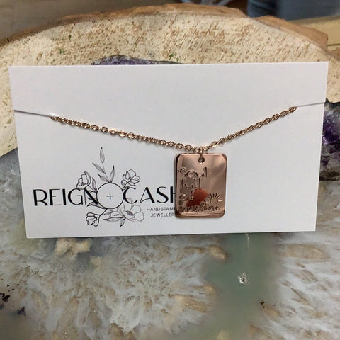RAC-09 Rectangle Rose gold Charm Necklace