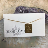 RAC-09 Rectangle Gold Charm Necklace