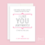 PCP-016 Anniversary/Love Cards (Choose from drop down list)