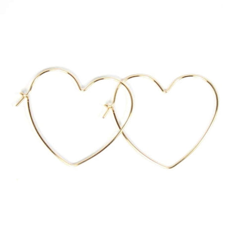 TMD-62 Gold Filled Small Heart Hoop Earrings 30mm