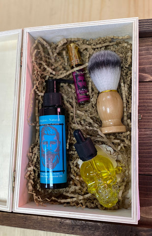 SQC-BS Men’s Box Set- Beard Oil, Shaving Cream, After Shave & Brush