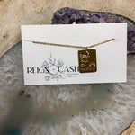 RAC-09 Rectangle Gold Charm Necklace