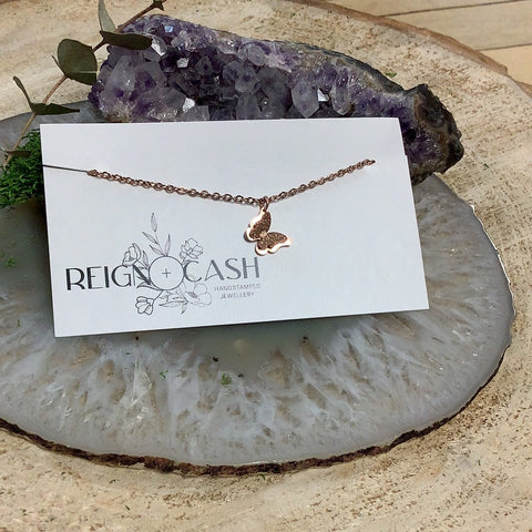 RAC-17 Rose Gold Butterfly Necklaces