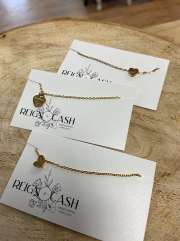 RAC-03 Heart Charm Necklaces -Gold, Silver & Rose Gold
