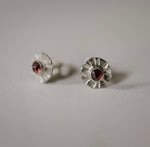 TMD-56 Garnet Texture Studs- Silver