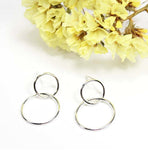 TMD-70 Silver Double Circle Dangle Studs