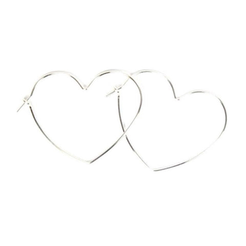 TMD-64 Sterling Silver Small Heart Hoop Earrings 30mm